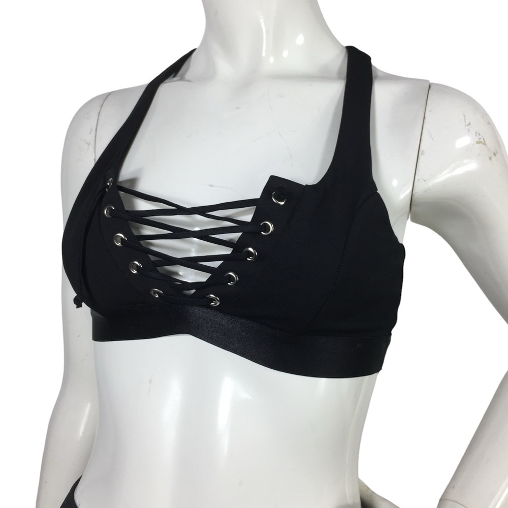 NUDE Strappy Sports Bra Black Size M